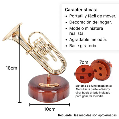 CAJA MUSICAL TROMPETA EN PLASTICO DIM:9.2*13*17CM