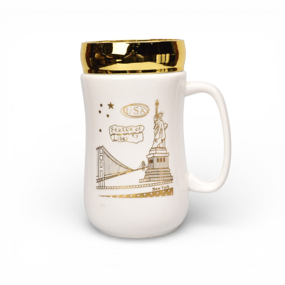 mug pocillo cermica tapa espejo 420ml dim:7x7x14