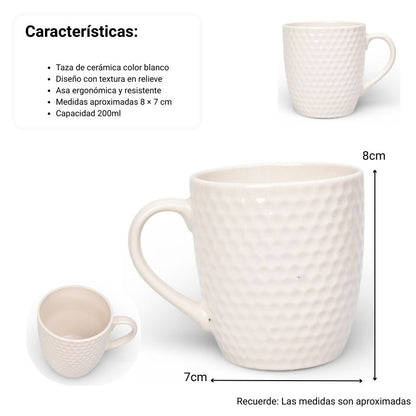 MUG POCILLO CERAMICA BLANCO 200ML DIM:7X7X