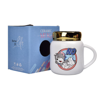 MUG POCILLO CERAMICA PERSONAJE CON TAPA ESPEJO 420ML