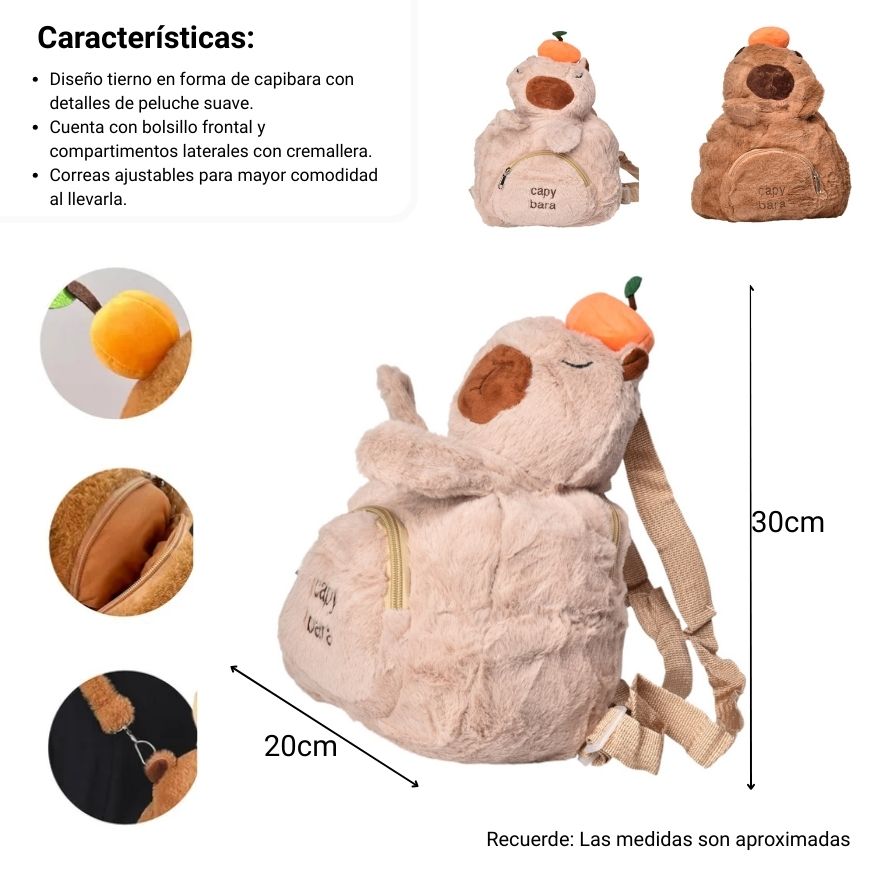 maleta morral capybara pequeño infantil poliester dim:30x20x8