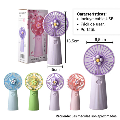 VENTILADOR CON CABLE USB RECARGABLE VARIOS COLORES DIM:6X4X1