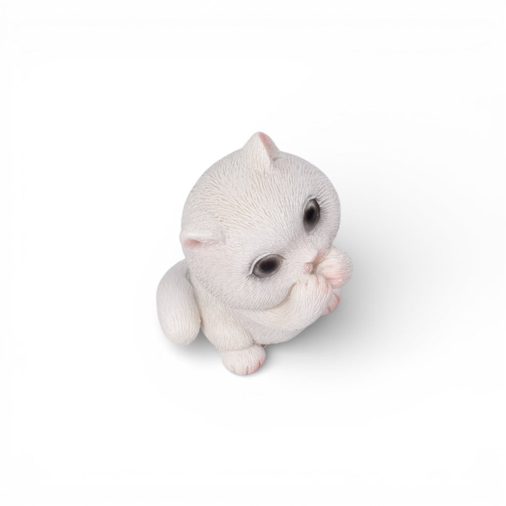 adorno resina blanco diseño gato dim:3x5x3