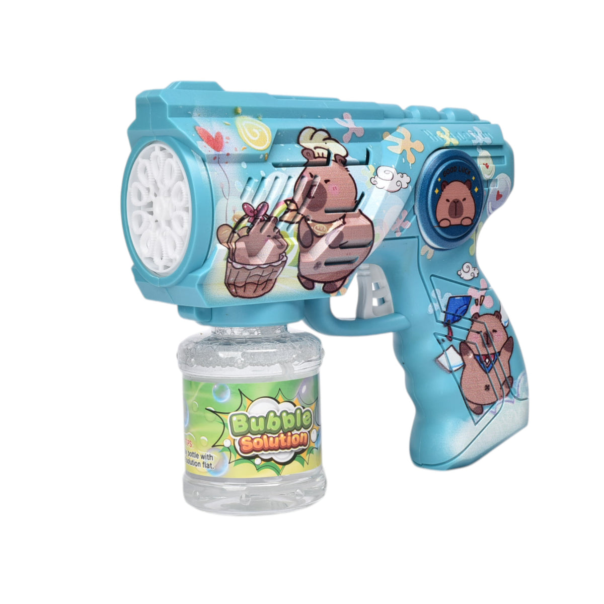 juguete pistola de burbujas diseño capybara plastico dim:18x6x14