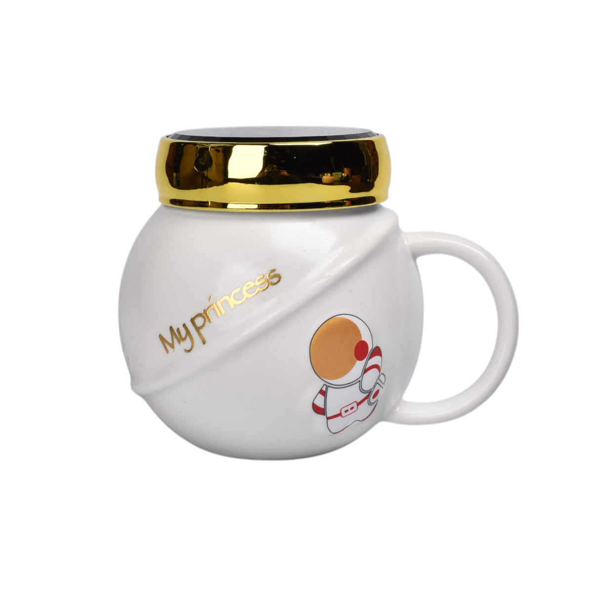 mug pocillo con tapa de espejo ceramica 450ml dim:6x6x9