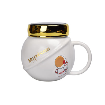 MUG POCILLO CON TAPA DE ESPEJO CERAMICA 450ML DIM:6X6X9