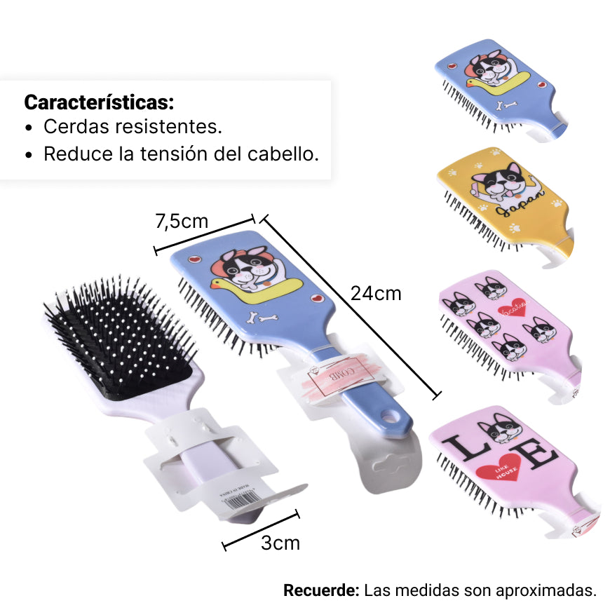 cepillo plastico para cabello diseño perros dim:7x24x4