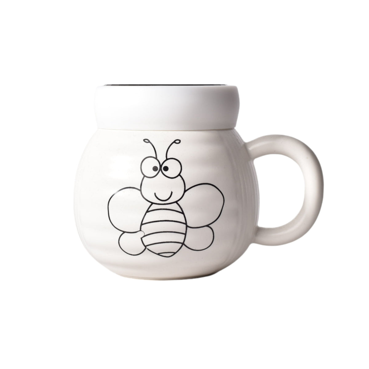 mug pocillo ceramica diseños de abejas con tapa