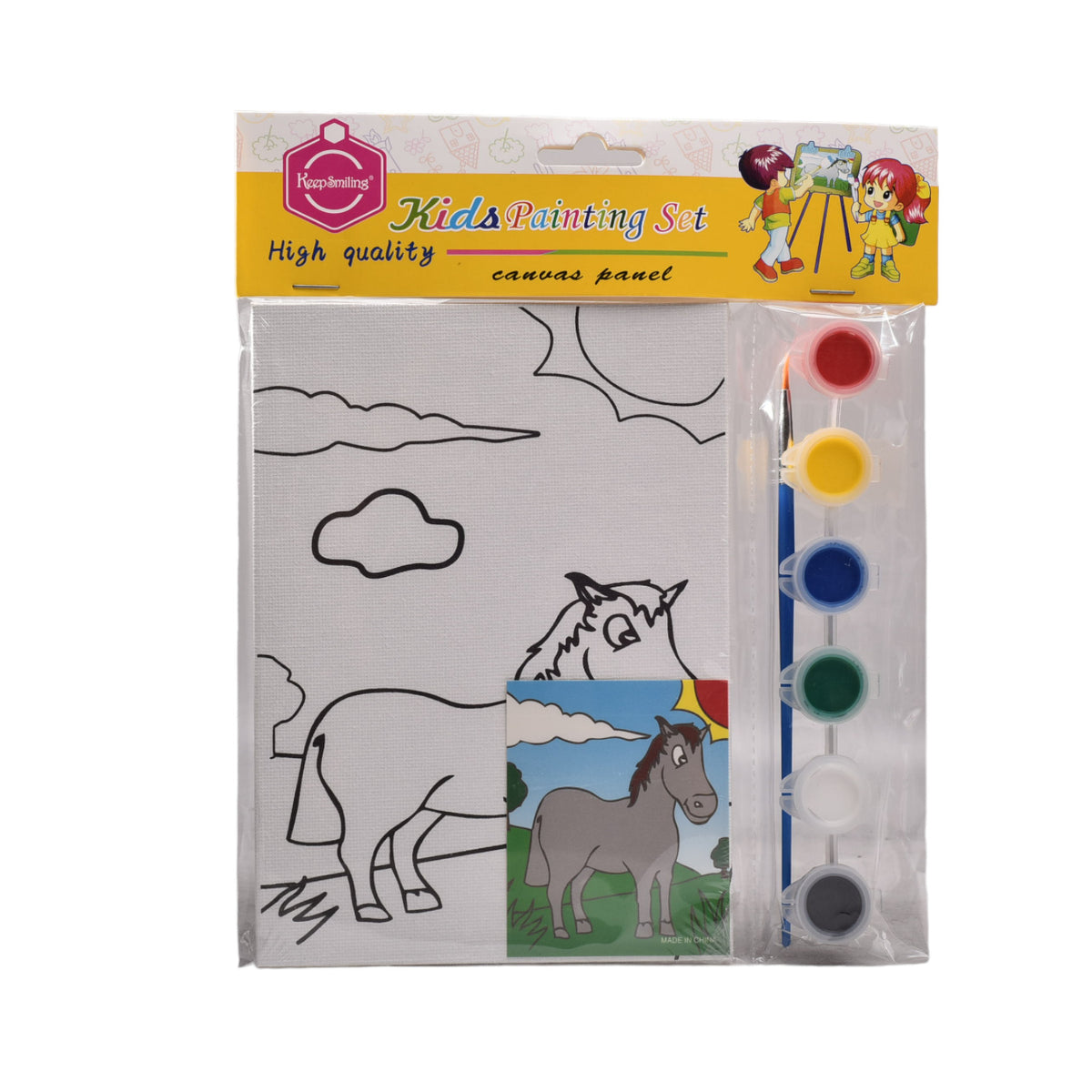set lienzo cuadrado animales madera+fibra con temperas