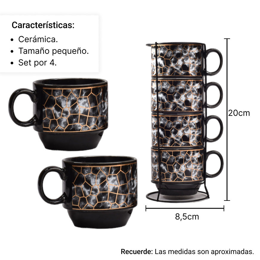 mug pocillo cermica color negro x 4 unidades