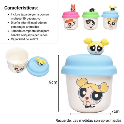 MUG POCILLO CERAMICA CON TAPA PERSONAJE 260ML DIM:9X7