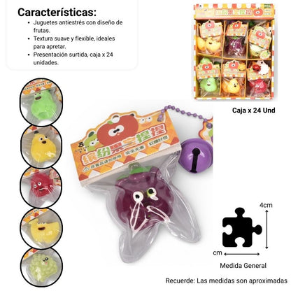 SQUISHY ANTI ESTRÉS FORMAS FRUTAS ELASTICO  DIM:4X4X1