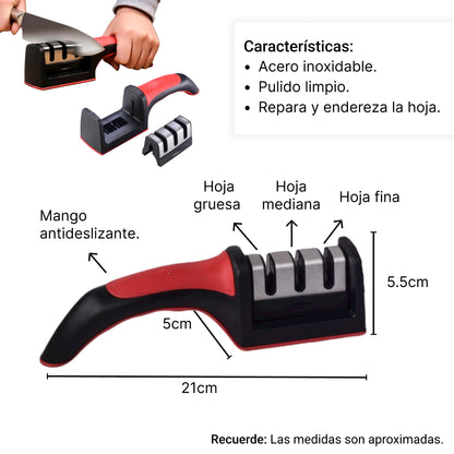 AFILADOR DE CUCHILLOS ACERO MANGO ANTIDESLIZANTE  DIM:21CM