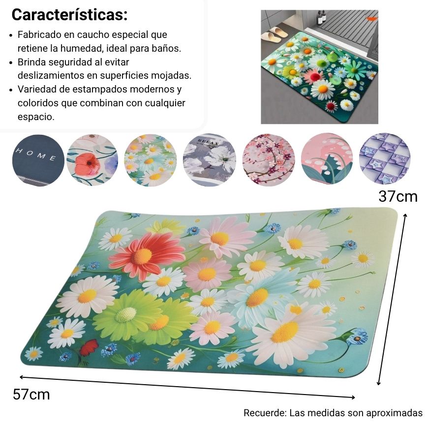 tapete de baño absorbente antideslizante caucho