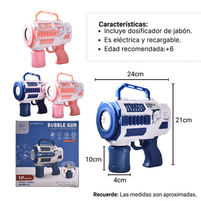 PISTOLA DE BURBUJAS NIÑOS AZUL Y ROSADA