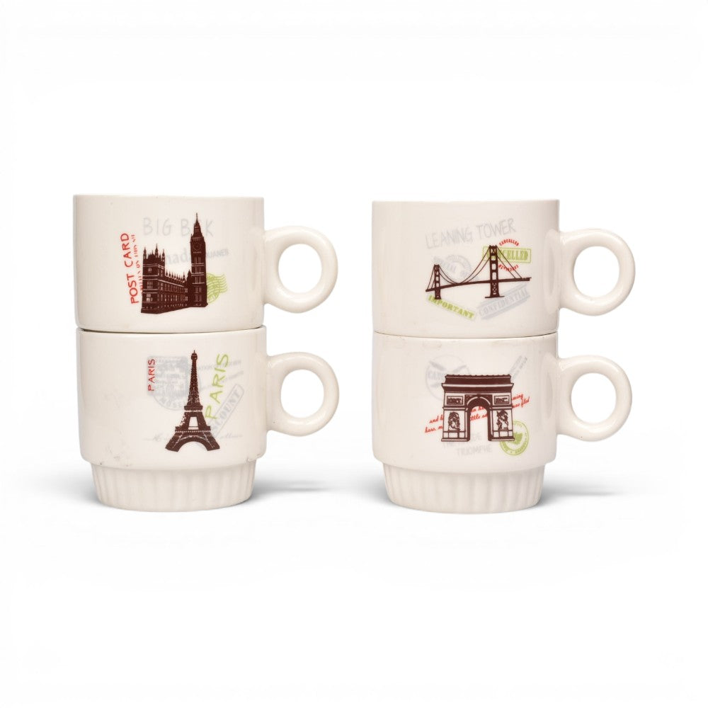 pocillo set 4pcs ceramica con base dim:26x9cm