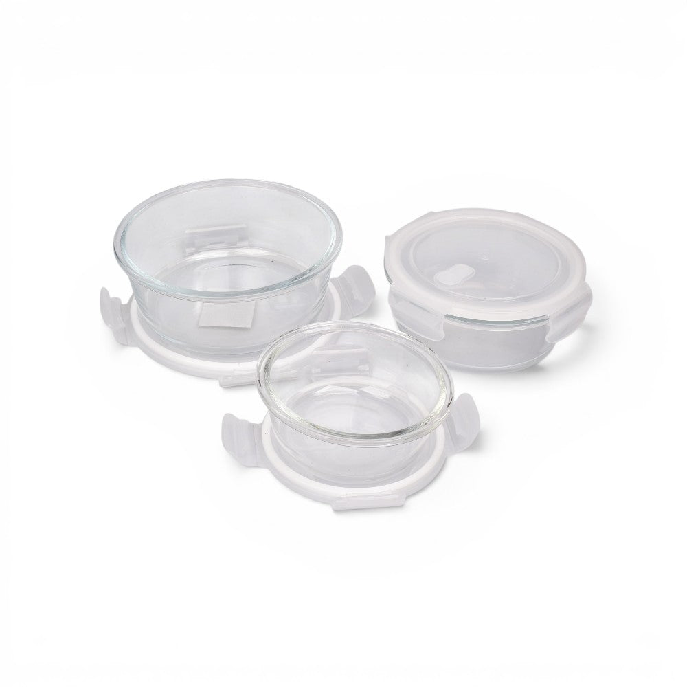 portacomida set 3pcs vidrio y plastico 400,650,1000ml