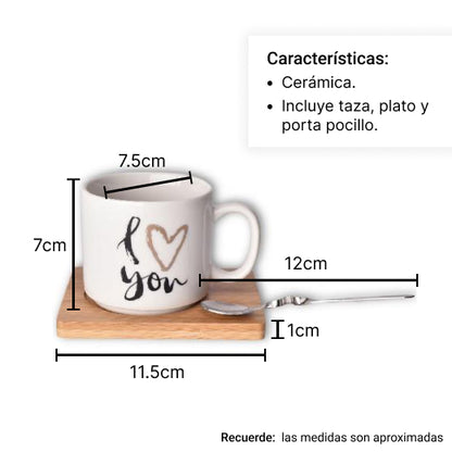 POCILLO CON CUCHARA MUG CERAMICA POCILLO DE CAFÉ VASO