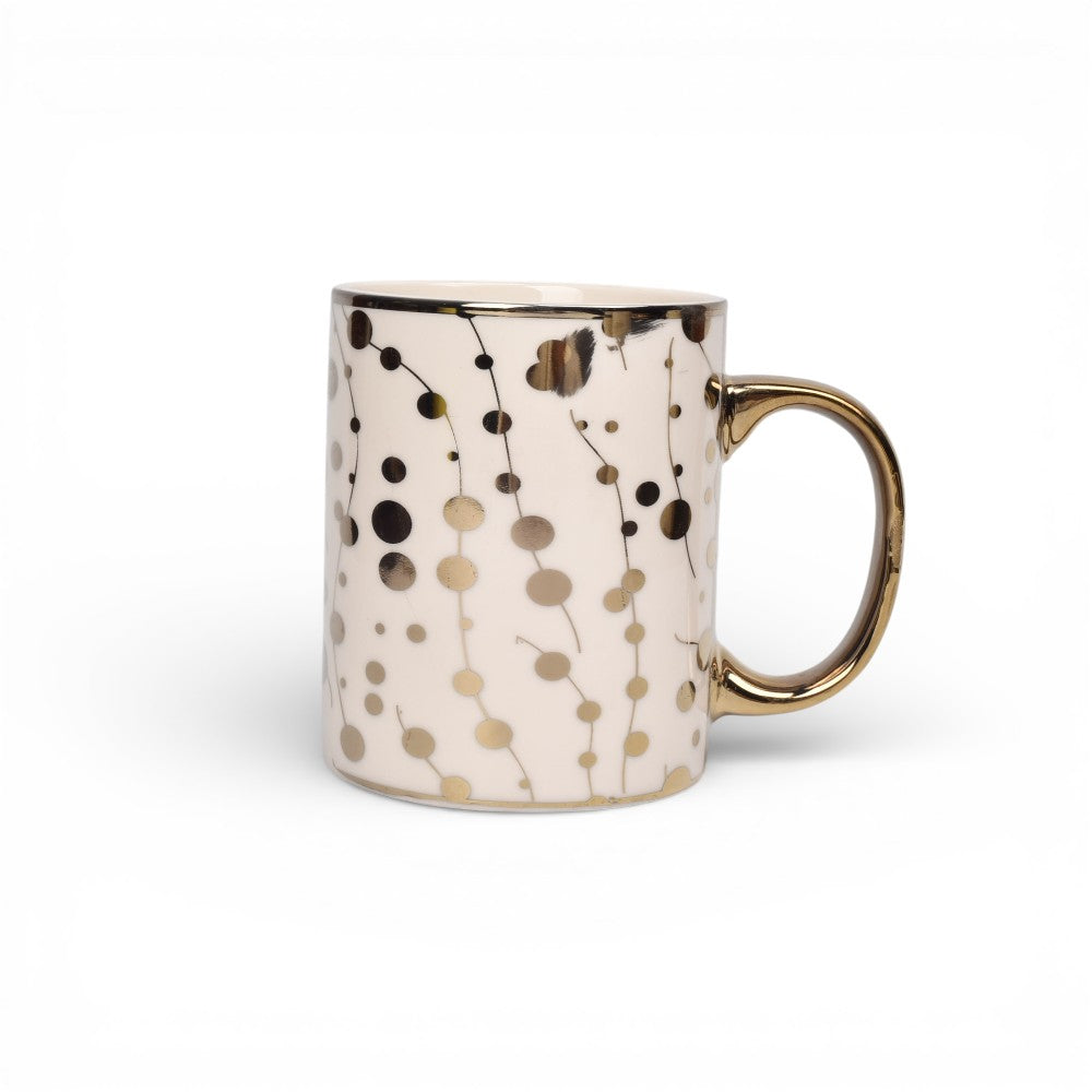mug pocillo ceramica oreja dorada diseño dim:8x8x9