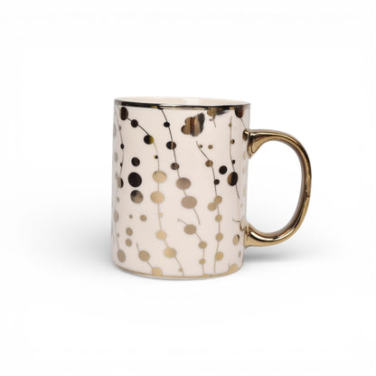 MUG POCILLO CERAMICA OREJA DORADA DISEÑO DIM:8X8X9