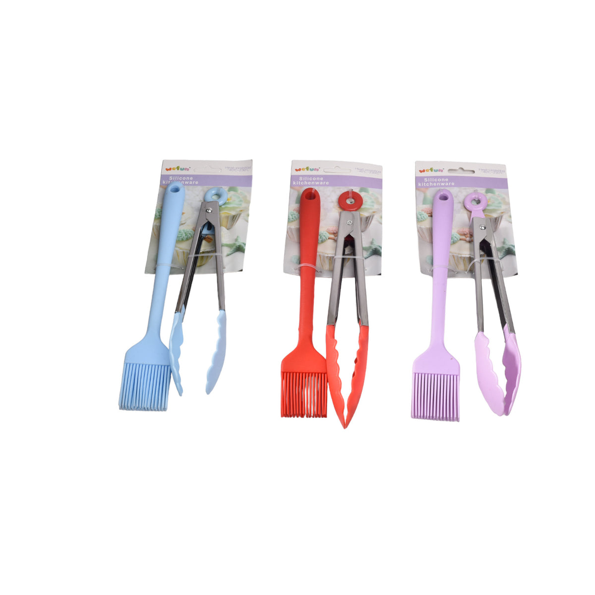 set utensilios para cocina en silicona pinzas y brocha