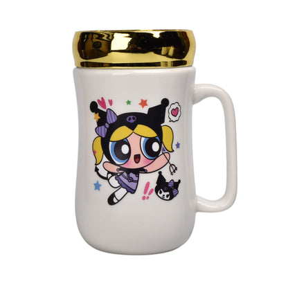 MUG POCILLO CERAMICA CON TAPA DE ESPEJO PERSONAJE 400ML DIM:7X7X13