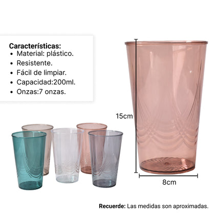 VASO PLASTICO VARIOS COLORES DIM:8X8X13