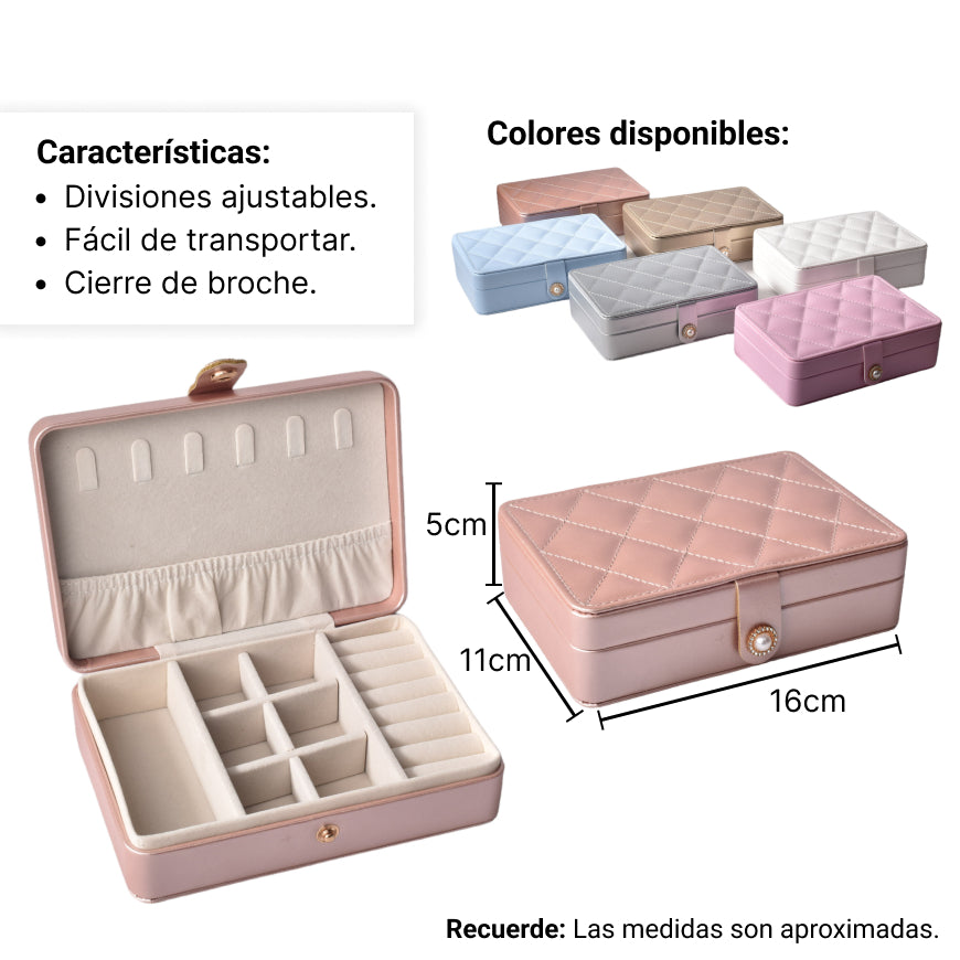joyero organizador caja estuche forma cuadrado sintetico