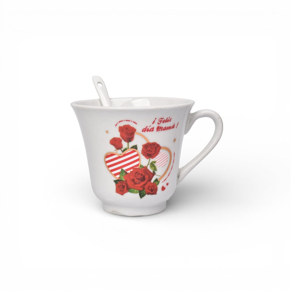 pocillo set ceramica  con cuchara 250ml dim:8x9x9