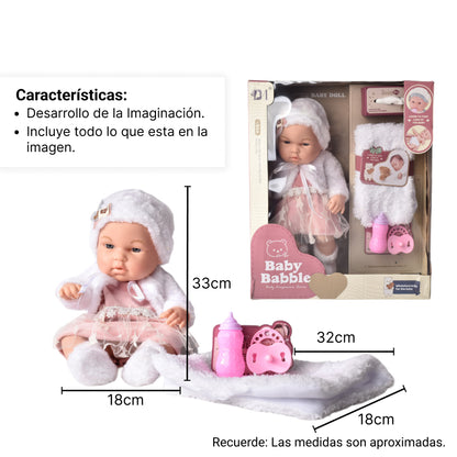JUGUETE BEBE MUÑECA DE CAUCHO REALISTA CON ACCESORIOS