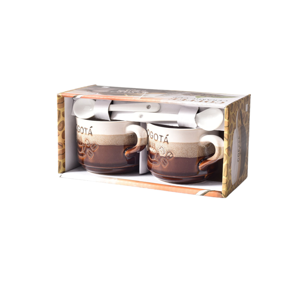 set 2pcs pocillos con cucharas  ceramica dim:7x7x6