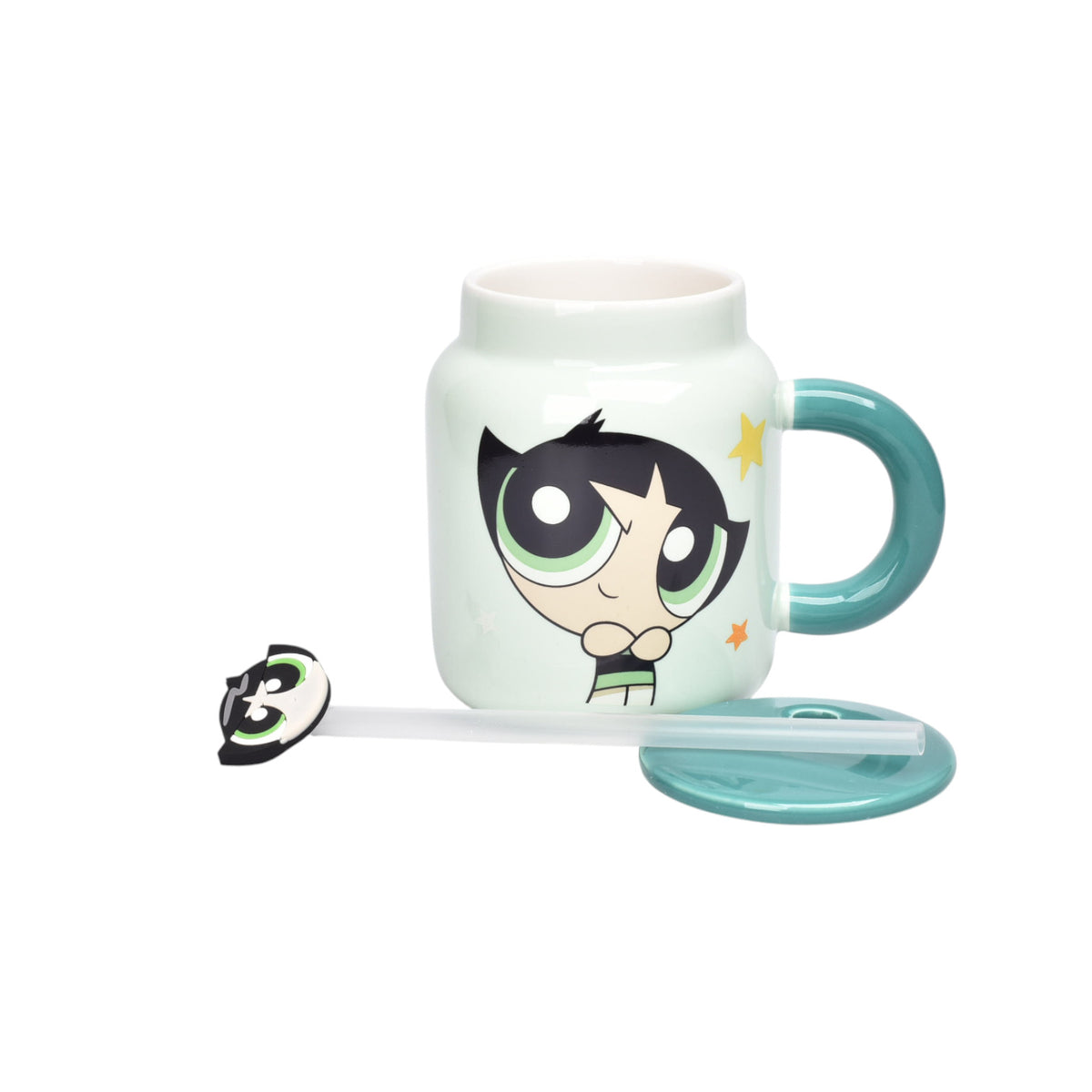mug pocillo ceramica con tapa y pitillo personaje 400ml dim:10x6