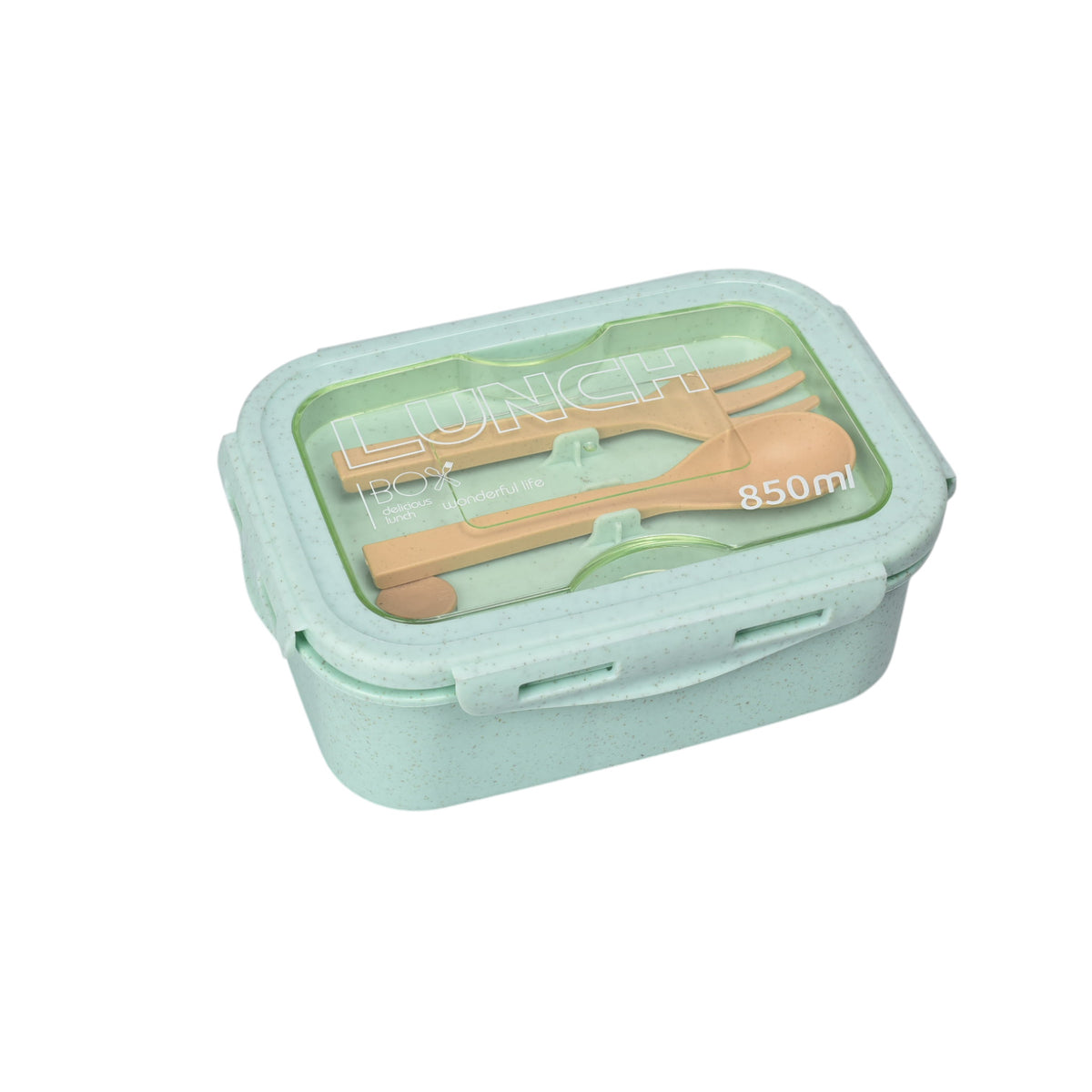 portacomida plastico con cubiertos 850ml dim:18x13x7