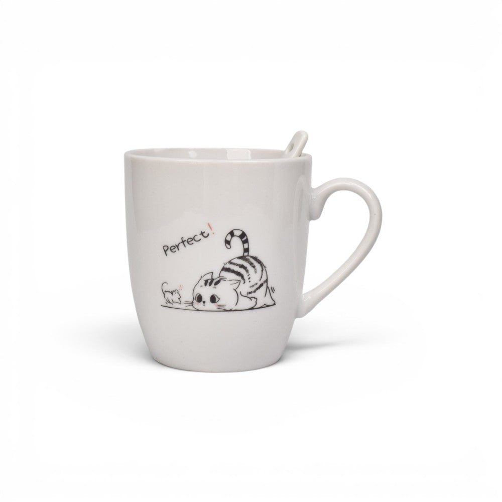 mug pocillo ceramica con cuchara diseño gatos 200ml