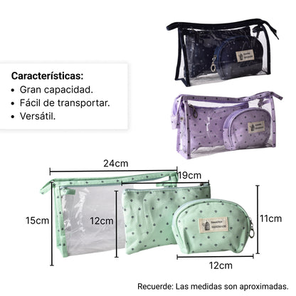 COSMETIQUERA X 3 UND MAQUILLAJE SINTETICO PVC