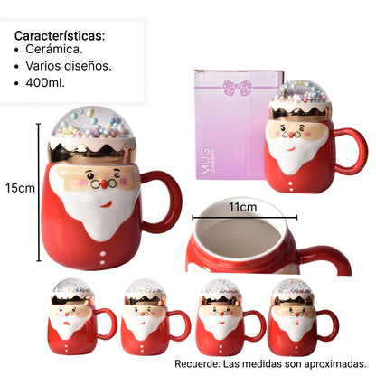 MUG POCILLO CERAMICA DE NAVIDAD CON TAPA