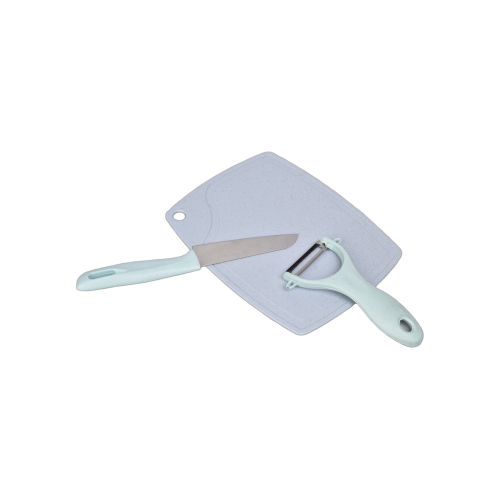 tabla set de cocina con cuchillo y pelador dim:17x23x2