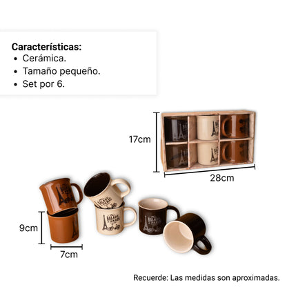 POCILLO X6 PCS  CERAMICA DIM:7*8CM (M996)