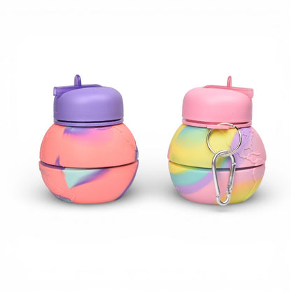 BOTELLA DE AGUA PLEGABLE 550ML SILICONA VARIOS COLORES