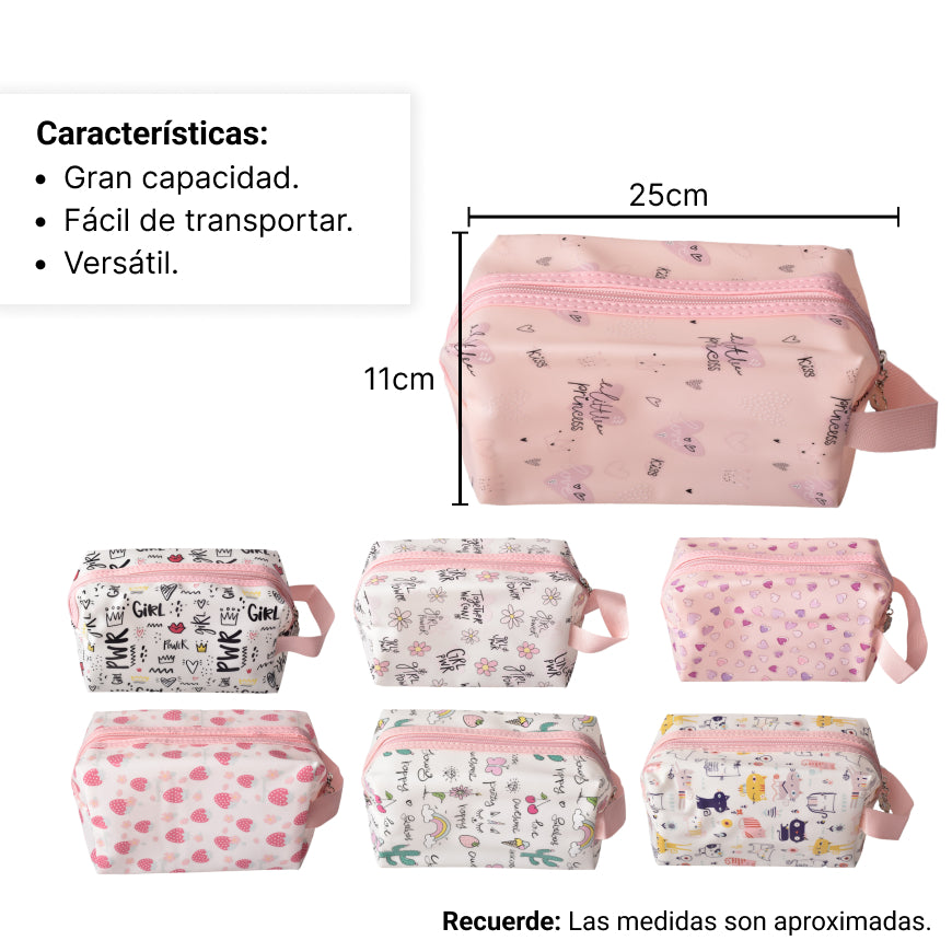 cosmetiquera maquillaje pvc dim:18x9x10