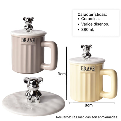 MUG POCILLO DIFERENTES COLORES CERMICA CON TAPA