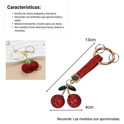 LLAVERO RESINA PLASTICO Y METAL FRUTA CEREZA