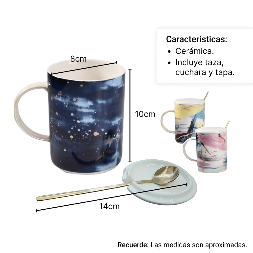 mug pocillo con cuchara ceramica