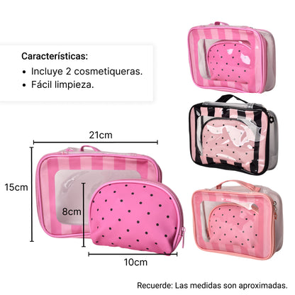 COSMETIQUERA X 2 UND MAQUILLAJE SINTETICO PVC DIM:21X15*8