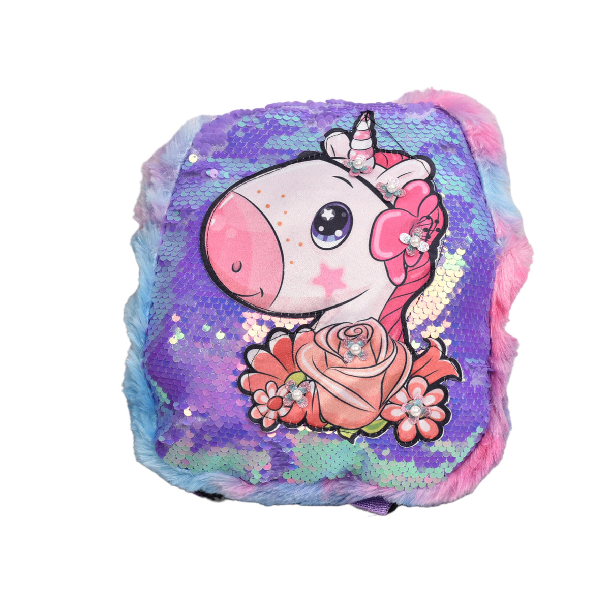 morral unicornio lentejuelas peluche infantil