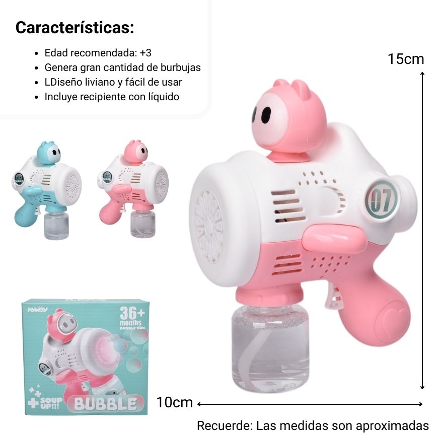 juguete pistola de burbujas plastico dim:15x10x15