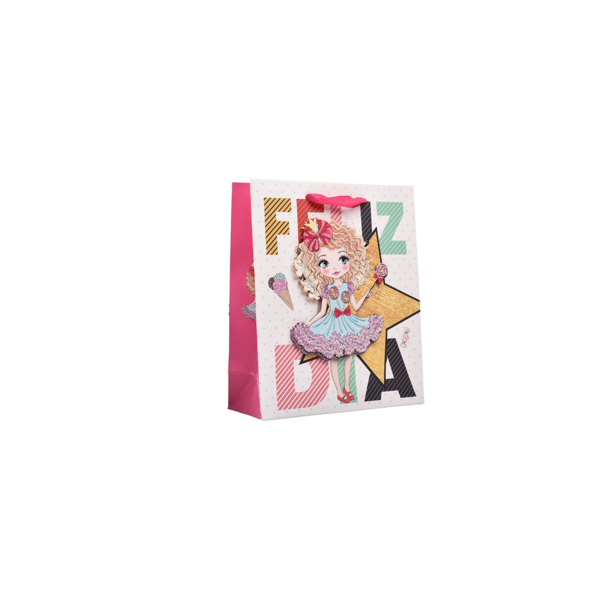 bolsa regalo en papel niña tamaño pequeño