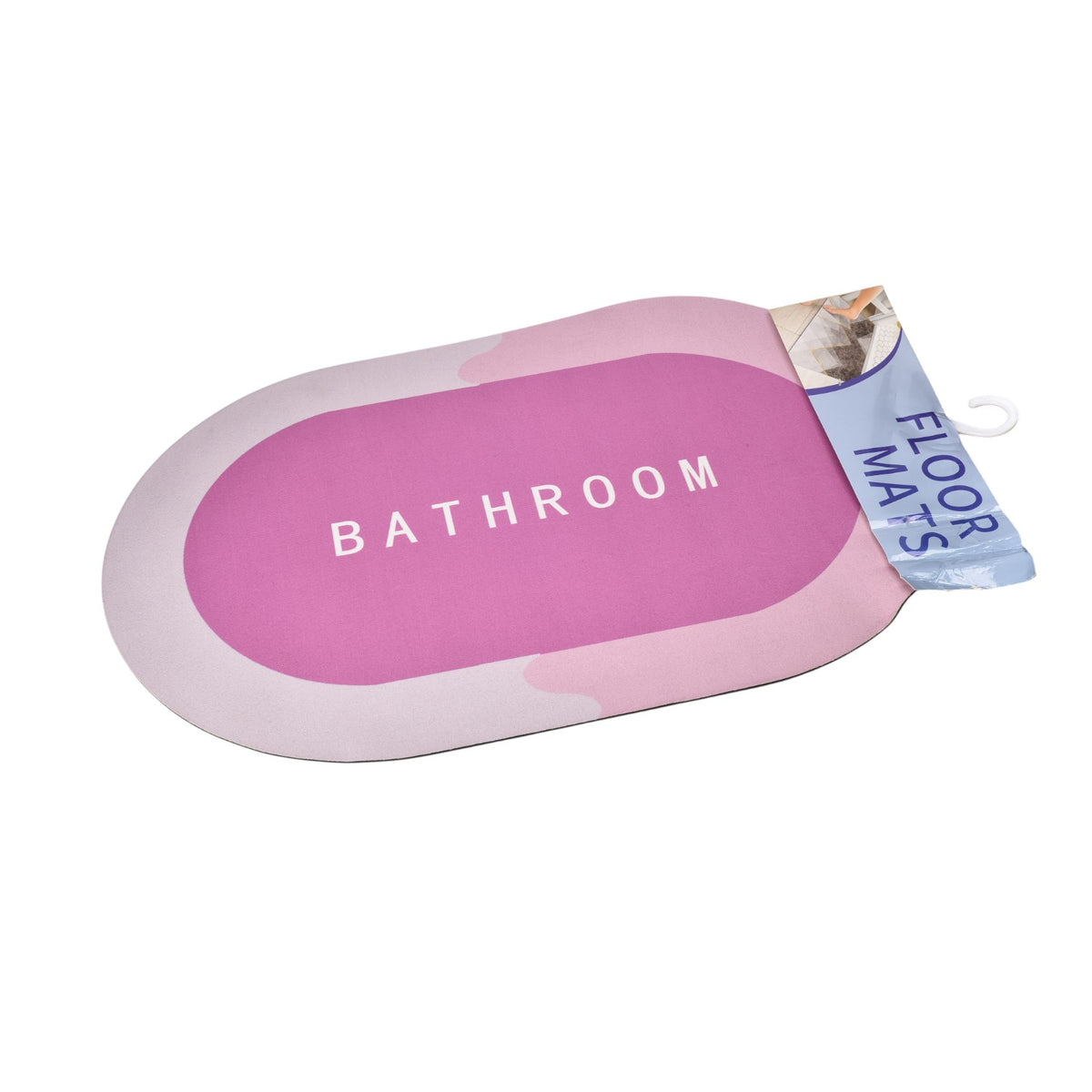 tapete ovalado de baño absorbente antideslizante caucho rosado dim:38x58