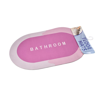 TAPETE OVALADO DE BAÑO ABSORBENTE ANTIDESLIZANTE CAUCHO ROSADO DIM:38X58