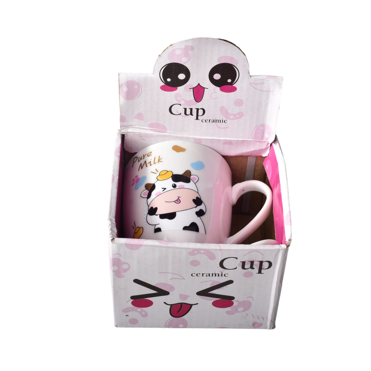 pocillo mug con cuchara en ceramica diseño de vaca